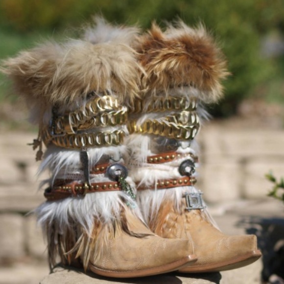 The Look Factory Shoes - upcycled embellished vintage boho cowboy boots 9.5